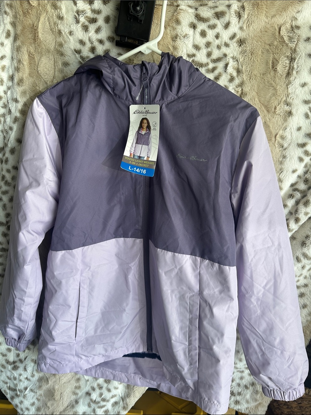 Eddie Bauer Purple & Lavender Kids Jacket Hooded Windbreaker